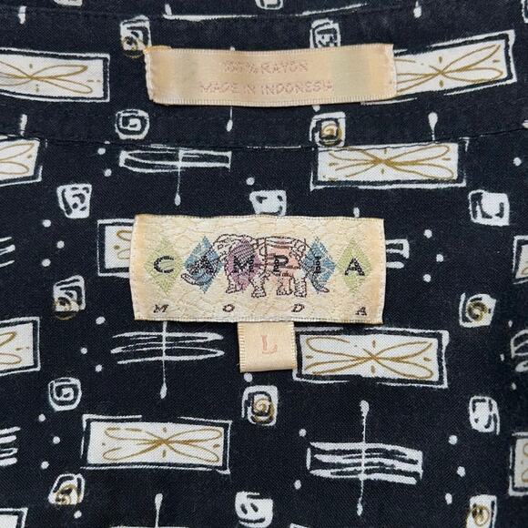 Campia Moda Men's Short Sleeve Button Down Shirt Geometric Print Large - Picture 3 of 5